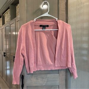 Pink Open-Front Half-Sweater